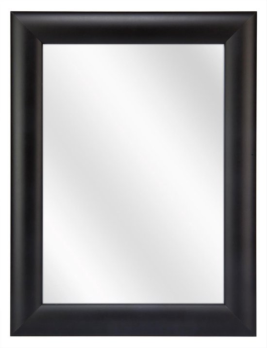 Spiegel met Ronde Houten Lijst - Zwart - 30x40 cm