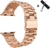 Metalen Armband Voor Apple Watch 42 mm /44 mm - Versteller incl. - Horloge Band - Strap - Roze goud