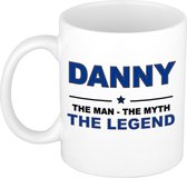 Naam cadeau Danny - The man, The myth the legend koffie mok / beker 300 ml - naam/namen mokken - Cadeau voor o.a verjaardag/ vaderdag/ pensioen/ geslaagd/ bedankt