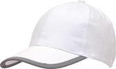 Witte baseballcap 5-panel voor volwassenen met reflecterende rand