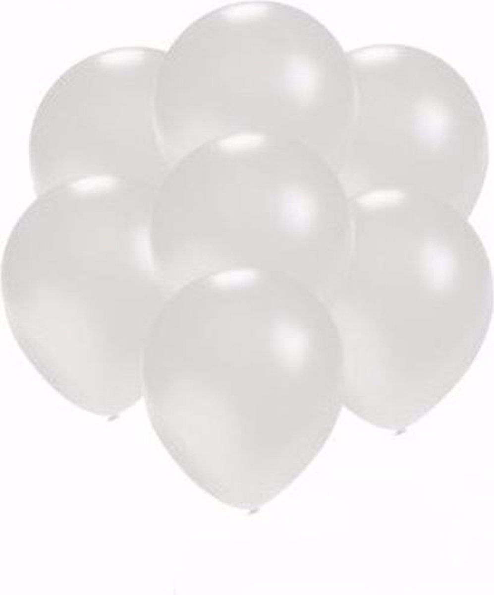 Afbeelding van product Merkloos / Sans marque  Kleine metallic witte ballonnen 50 stuks - Feestartikelen en versieringen in het wit