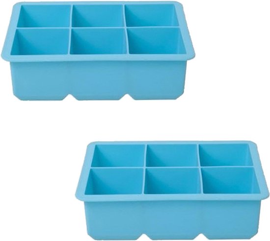 saai donor Knipoog 2x Grote kubus ijsklonten vormen blauw 6 klontjes - Blauwe ijsblokjes tray  - Cocktail... | bol.com