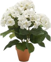 Kunstplant Hortensia wit in terracotta pot 40 cm - Kamerplant witte Hortensia