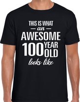 Awesome 100 year - geweldig 100 jaar cadeau t-shirt zwart heren -  Verjaardag cadeau S