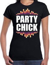 Party chick fun tekst t-shirt zwart dames S