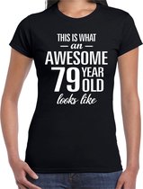 Awesome 79 year / 79 jaar cadeau t-shirt zwart dames 2XL