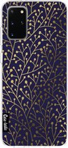 Casetastic Samsung Galaxy S20 Plus 4G/5G Hoesje - Softcover Hoesje met Design - Berry Branches Navy Gold Print