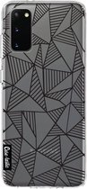 Casetastic Samsung Galaxy S20 4G/5G Hoesje - Softcover Hoesje met Design - Abstraction Lines Black Transparent Print