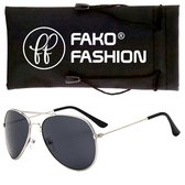 Fako Fashion® - Kinder Pilotenbril - Piloten Zonnebril - Jongens Zonnebril - Meisjes Zonnebril - Zilver - Zwart