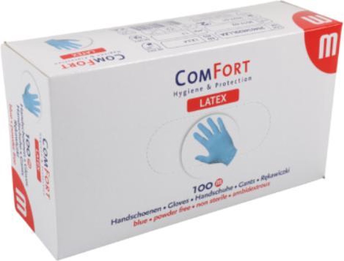 Goedkoopste ComFort Handschoen, Latex, ongepoederd, M, wit 100 st