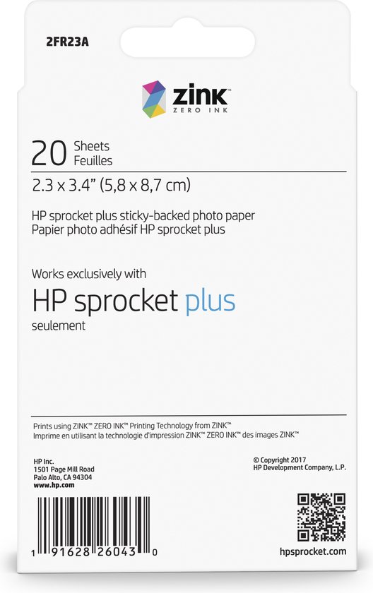 HP Sprocket PLUS zelfklevend fotopapier - 20 stuks - HP