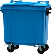 Afvalcontainer 770 liter blauw - 4 wielen - met deksel - Papier NL - PMD afval BE