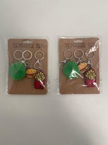 Sleutelhanger set met icoontjes en zilveren details - set van 6 sleutelhangers