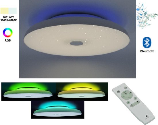 Varin® LED Plafondlamp met bluetooth speakers - 36W Smart light -  Lichtkleur... | bol.com