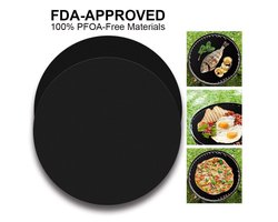 Set  van 2 ronde BBQ matten - Ronde grillmat maat 40 cm - Ronde bak mat - Ovenbeschermer - Herbruikbaar - Makkelijk te reinigen - Op maat te knippen - Skottelbraai Grill mat rond - Vis op de BBQ