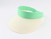 dames zonneklep - zonnebescherming - hoed - pet - zomer - groen - beige- strand - zomerhoed - modern mode - flaphoed - zonnehoed