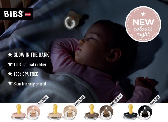 BIBS Fopspeen 0-6 maanden Glow in the Dark Blush - Maat 1 - T1 - (1 stuk) van BIBS — afbeelding 3
