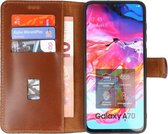 Bestcases Handmade Leer Booktype Telefoonhoesje voor Samsung Galaxy A70 Bruin