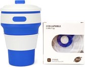 Koffiebeker - Inklapbare beker - duurzame beker- 100 % BPA vrij - Opvouwbaar beker - Reisbeker - Meeneem beker - Travel cup - 350 ml - Blauw