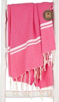 ZusenZomer Hamamdoek XL SOUSSE - hammam strandlaken sauna handdoek backpacken - dames - extra groot - 100x190 cm -  Roze