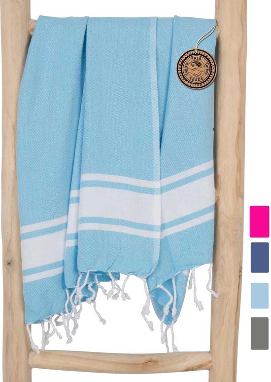ZusenZomer Hamamdoek Sol XL - extra groot en licht - zacht - strandlaken saunahanddoek - dames en heren - 100x200 cm - Turquoise