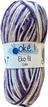 Eko fil - 5 bollen paars (317) gemeleerd acryl garen - naald 3,5 a 4 mm.