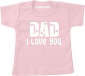Shirt papa ik hou van jou-roze-wit-Maat 62