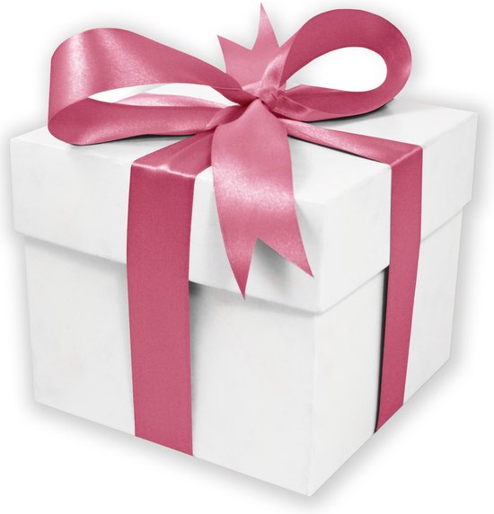 Grand coffret cadeau avec couvercle et noeud rose | boîte blanche | Boîte  carrée | 25... | bol.com