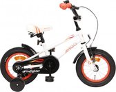 Kinderfiets - Firefighter - 12 inch - 17 cm - Met terugtraprem - Met zijwieltjes - Wit