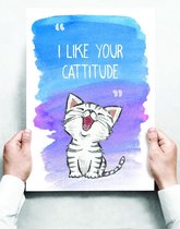 Wandbord: I like your cattitude! - 30 x 42 cm