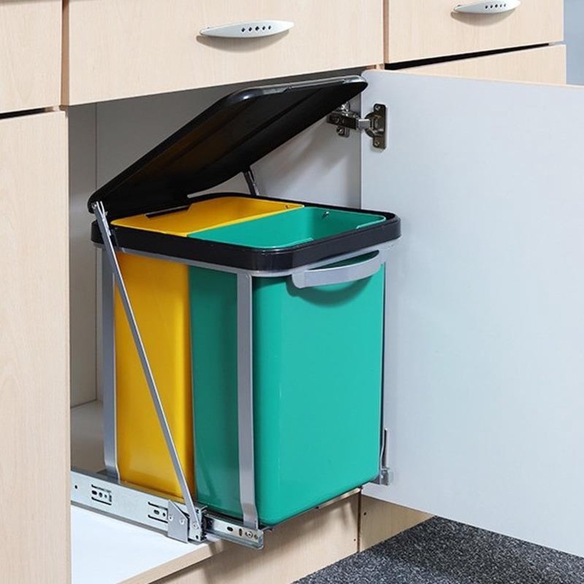 uitzending toilet Schrijft een rapport Uitschuifbare prullenbak voor keukenkast van 50 tot 60 cm -... | bol.com