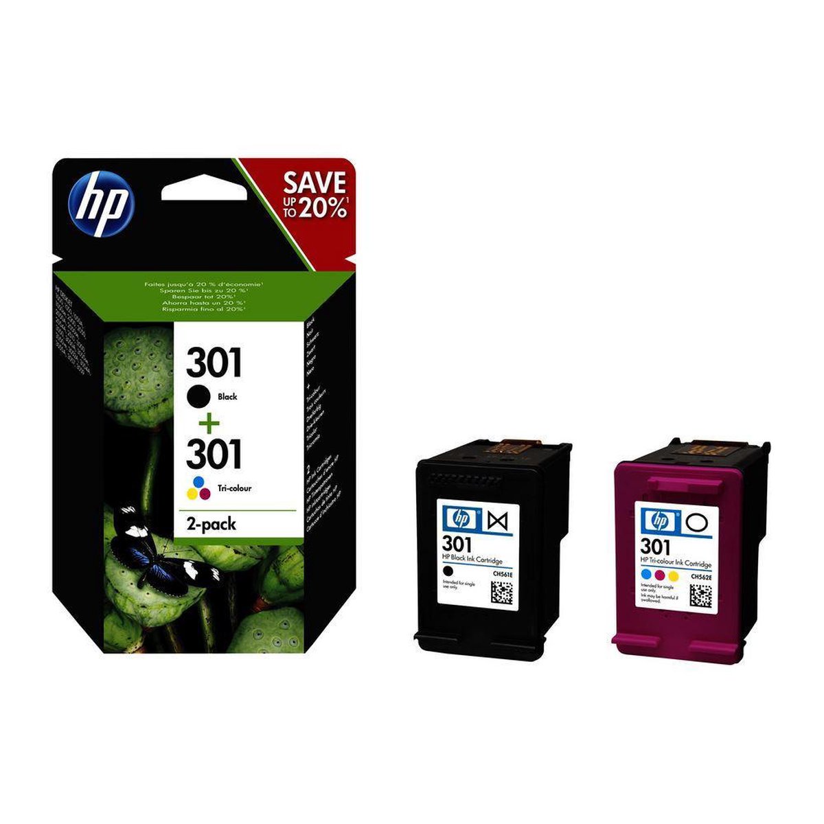 Plons escort Ga wandelen HP 301 - Inktcartridges- Zwart - Kleur - Dual-Pack | bol.com