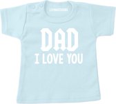 Baby T-shirt dad I love you-blauw-wit-Maat 62