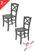 Tommychairs Cross - Eetkamerstoelen - Set van 2 - Donker Grijs - Hout