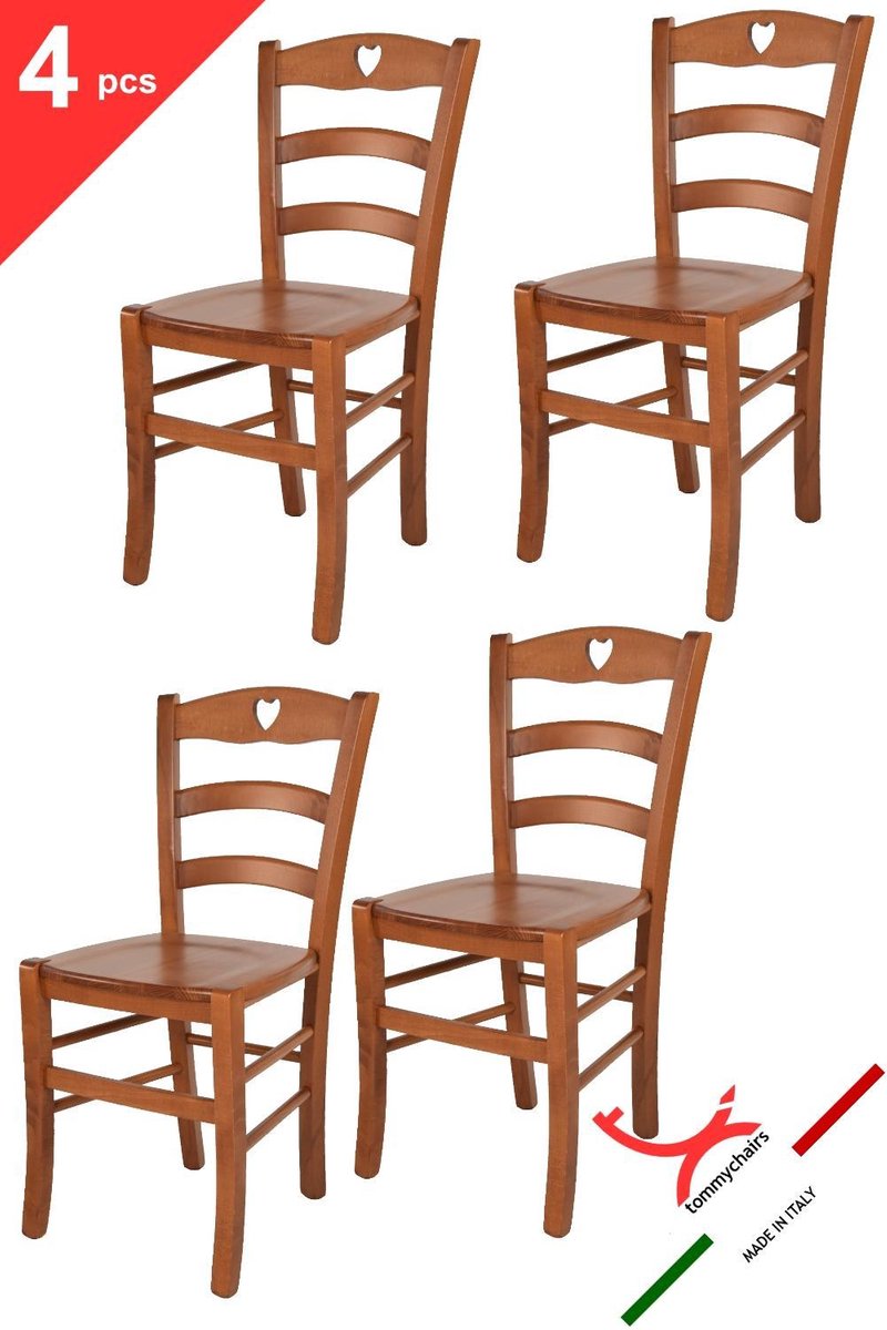 Tommychairs Cuore - Eetkamerstoelen - Set van 4 - Kersenhout