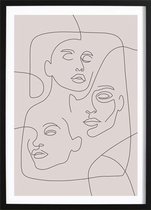 Line Art Faces Poster (29,7x42cm) - Wallified - Abstract - Poster - Print - Wall-Art - Woondecoratie - Kunst - Posters