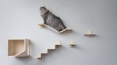 Klimmuur kat - katten klimmuur - katten klimwand - muurplankjes - muurplankjes kat - loopplankjes kat - kattenmuur - huisje rechts