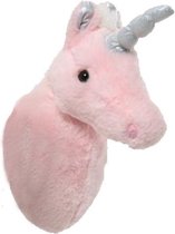 Pluche eenhoorn voor aan de muur, roze, 28 cm.