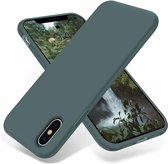Siliconen telefoonhoes geschikt voor iPhone XS Max - Met camerabescherming - Cover - Matte Donkergroen