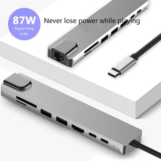 Adaptateur Hub USB-C 8-en-1 - Compatible avec Apple Macbook Pro / Air /  iMac / Mac... | bol
