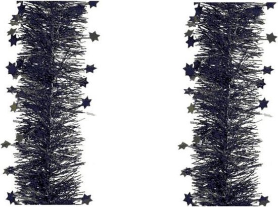 driehoek Ophef Fjord 2x stuks zwarte sterren kerstslingers 10 cm breed x 270 cm kerstversiering  -... | bol.com