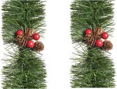 2x stuks kerstversiering folie/lametta slingers 270 cm - Kerstversiering en kerstdecoraties