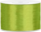 1x Hobby/decoratie groen satijnen sierlinten 5 cm/50 mm x 25 meter - Cadeaulint satijnlint/ribbon - Groene linten - Hobbymateriaal benodigdheden - Verpakkingsmaterialen