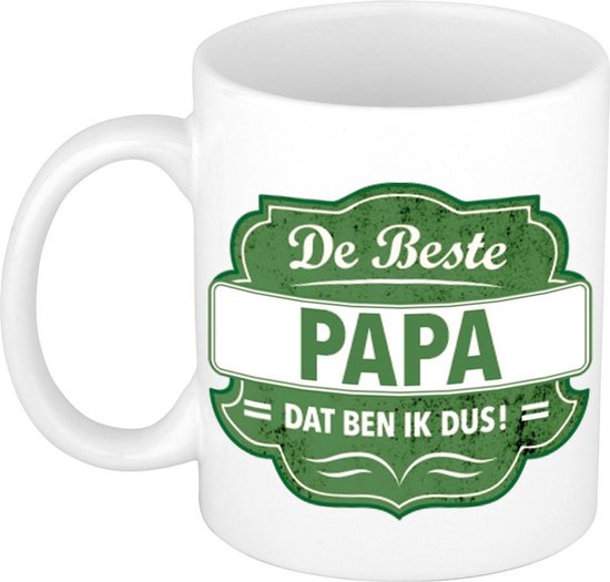 Le meilleur cadeau de papa tasse à café / tasse à thé blanc avec emblème  vert - 300 ml... | bol.com