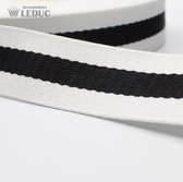 5 meter Gestreepte Tassenband 40mm Wit / Zwart