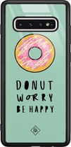 Samsung S10 hoesje glass - Donut worry | Samsung Galaxy S10 case | Hardcase backcover zwart