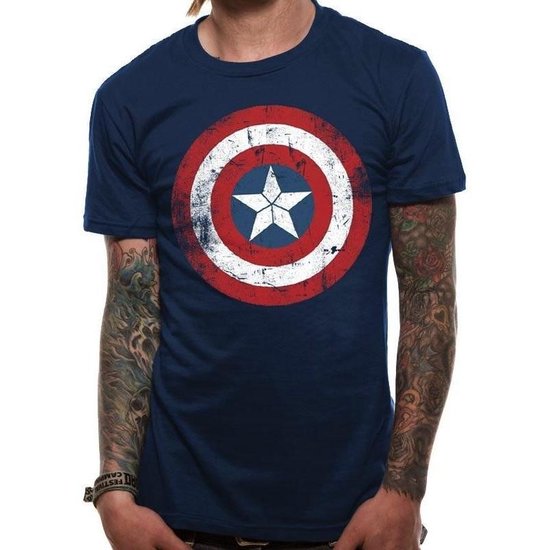Marvel Civil War Captain America Distressed Shield Logo TShirt XL