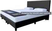 Hotelboxspring 140x200  cm met luxe pocketveren matras - zwart lederlook