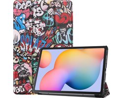 Hoes Geschikt voor Samsung Galaxy Tab S6 Lite Hoes Book Case Hoesje Trifold Cover - Hoesje Geschikt voor Samsung Tab S6 Lite Hoesje Bookcase - Graffity