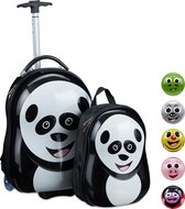 relaxdays kinderkoffer met rugzak - rugtas kind - hard case koffer - reiskoffer kinderen panda